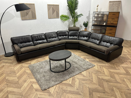 Bruine Echt Lederen Hoekbank ~ Losse Kussens Met Afneembare Hoezen