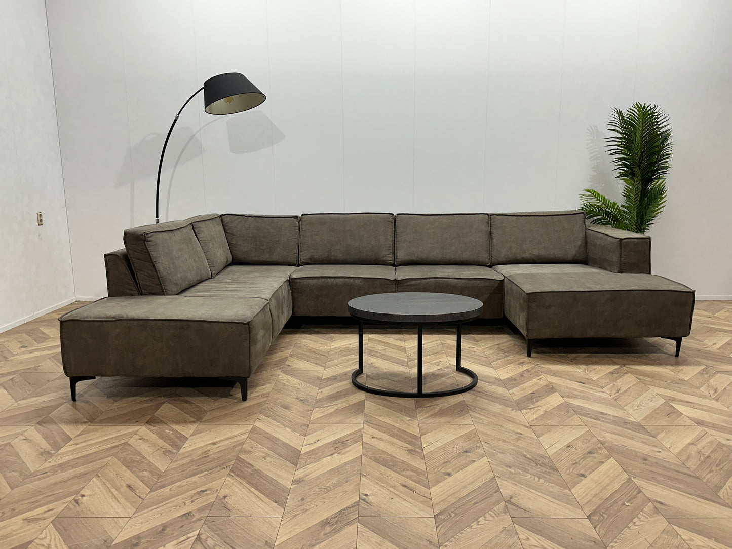 Antraciet Suède Stoffen U Bank ~ Losse Rugkussens Met Afneembare Hoezen