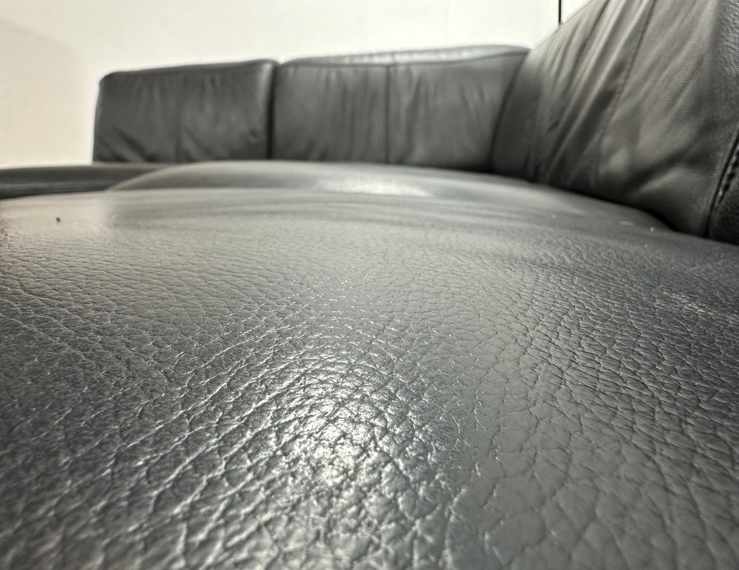 Zwart Echt Lederen Hoekbank ~ Verstelbare Hoofdsteunen