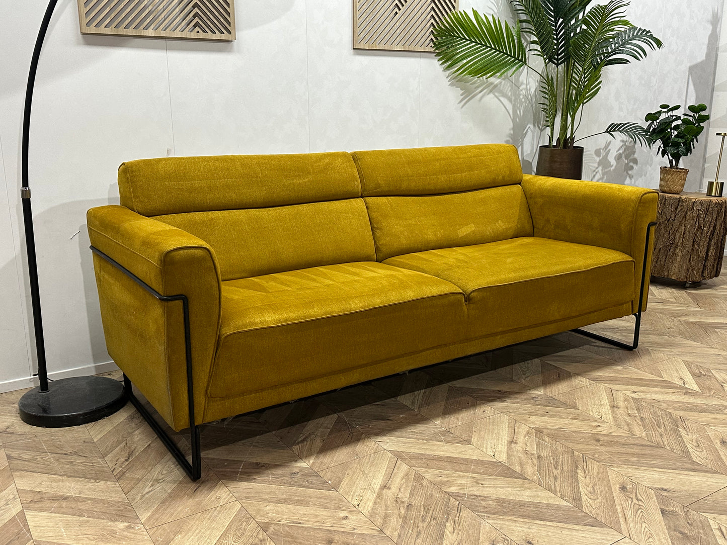 Xooon Gele Suède Stoffen 2.5-Zits Bank ~ Vaste Kussens