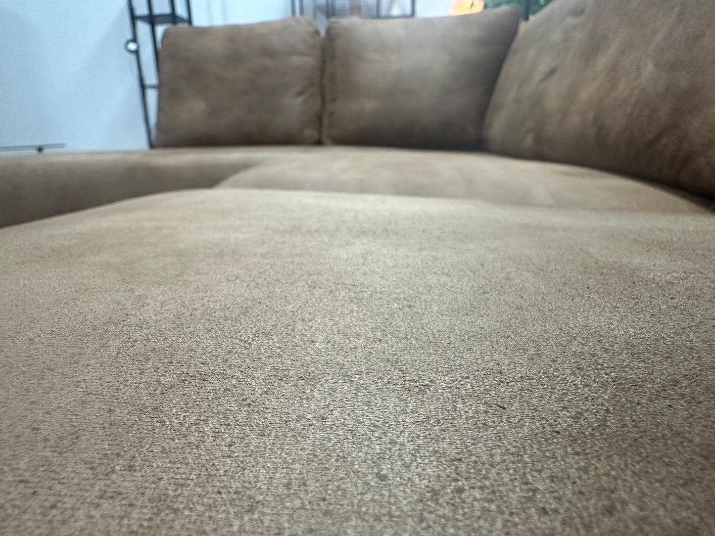 Bruine Suède Stoffen Hoekbank ~ Nieuwstaat