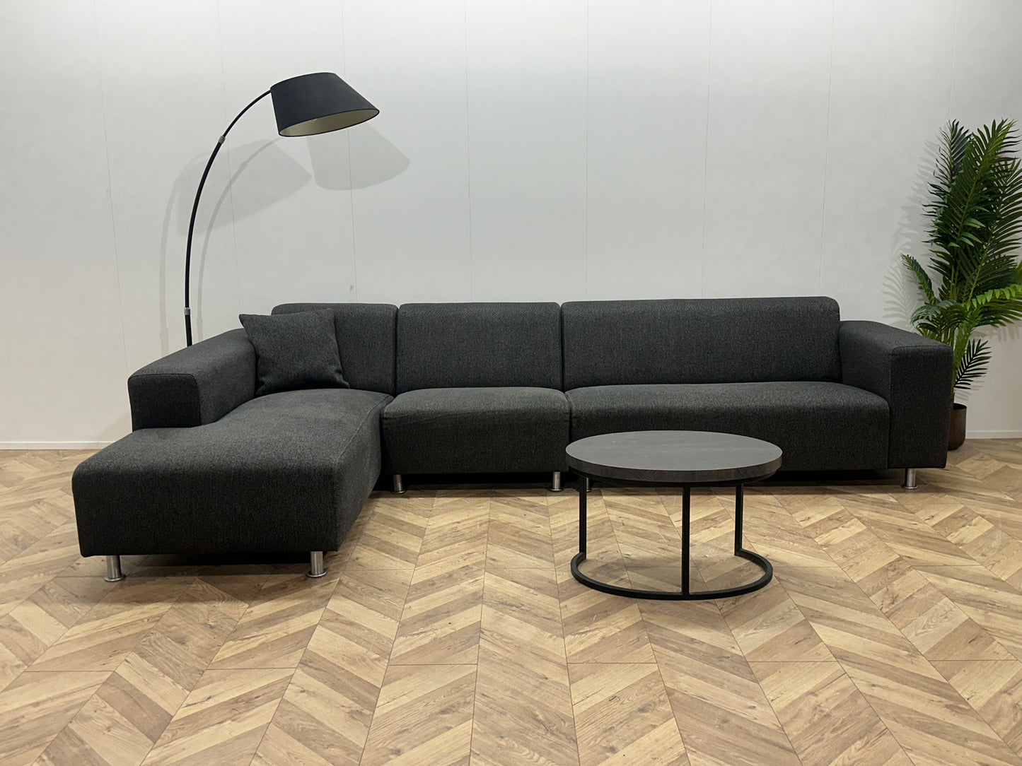 Antraciet Hoekbank ~ Vaste Kussens