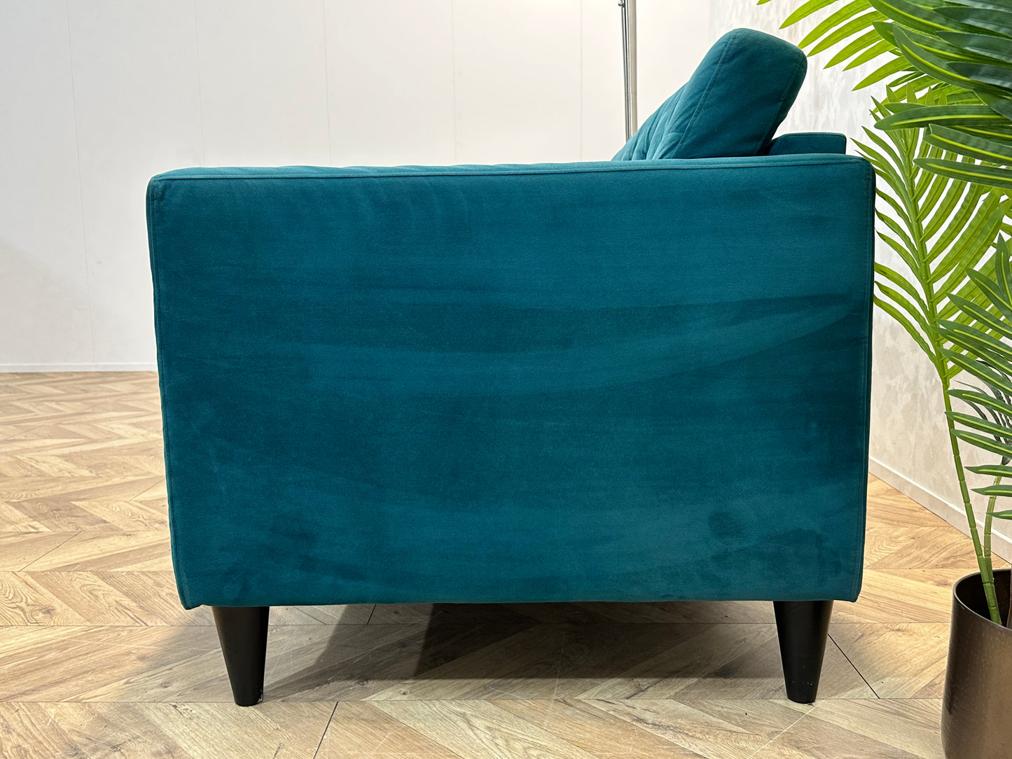 Umix Blauwe Velvet 2.5-Zits Bank ~ Losse Rugkussen met Afneembare Hoes