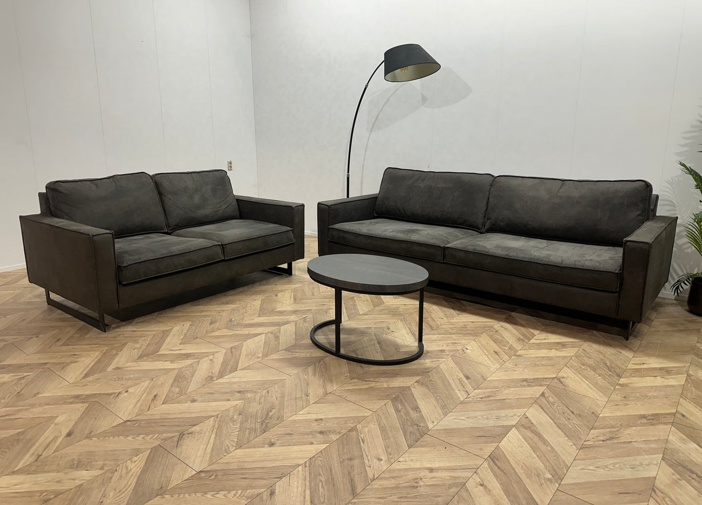 Antraciet Suède Stoffen Banken Set ~ Losse Kussens Met Afneembare Hoezen