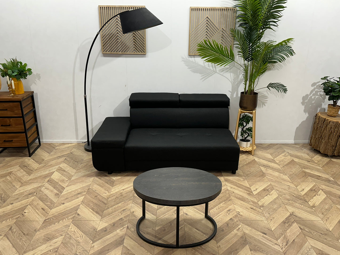 !Showroommodel! Zwart Suede Stoffen Designbank