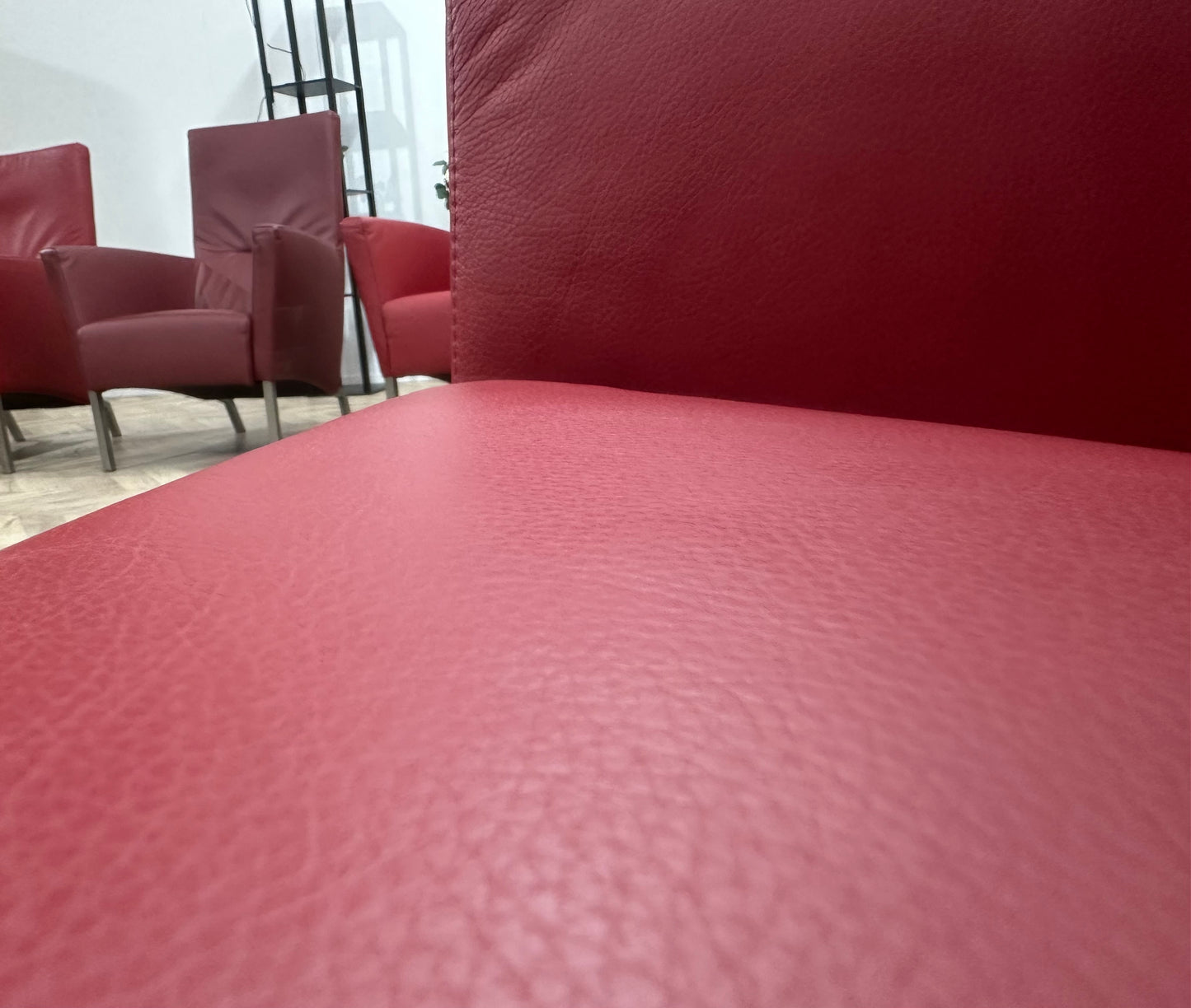 Rode Echt Lederen Stoelen Set