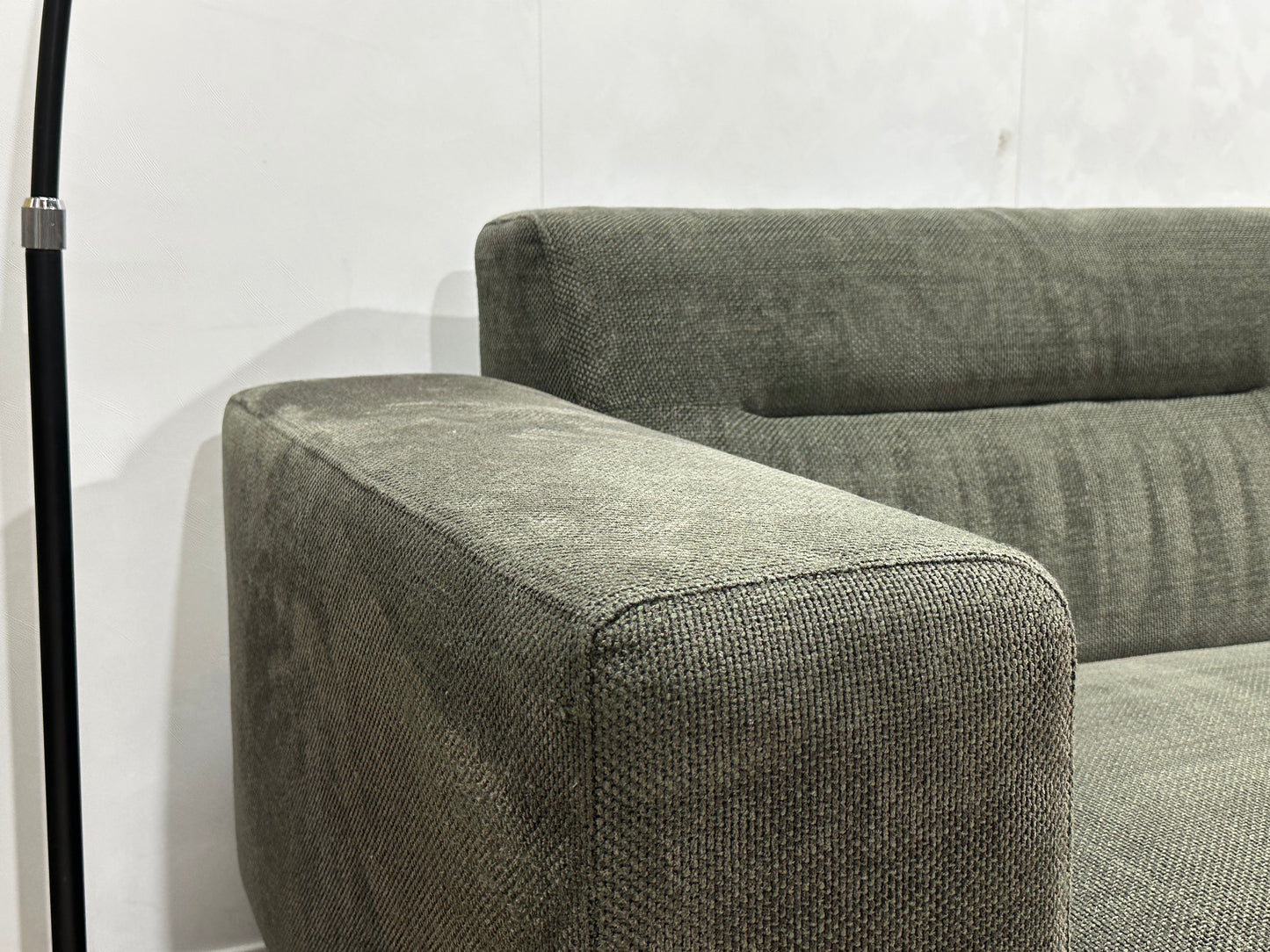 Donker Groene Suède Stoffen Hoekbank ~ Vaste Kussens