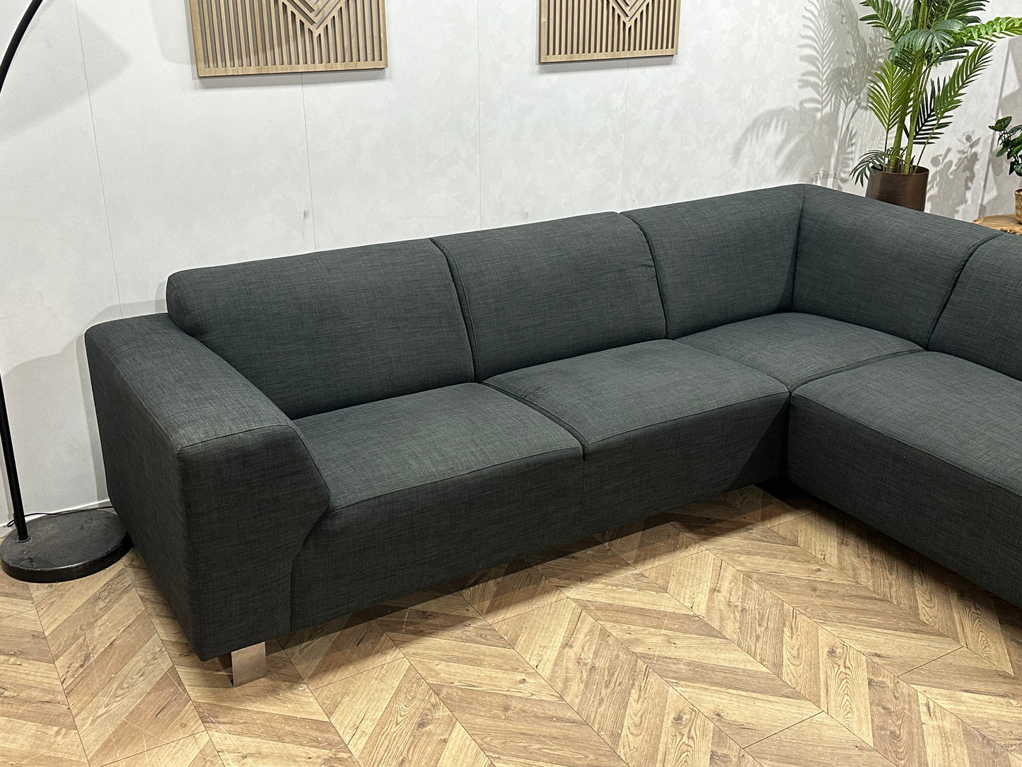 Antraciet Hoekbank ~ Vaste Kussens