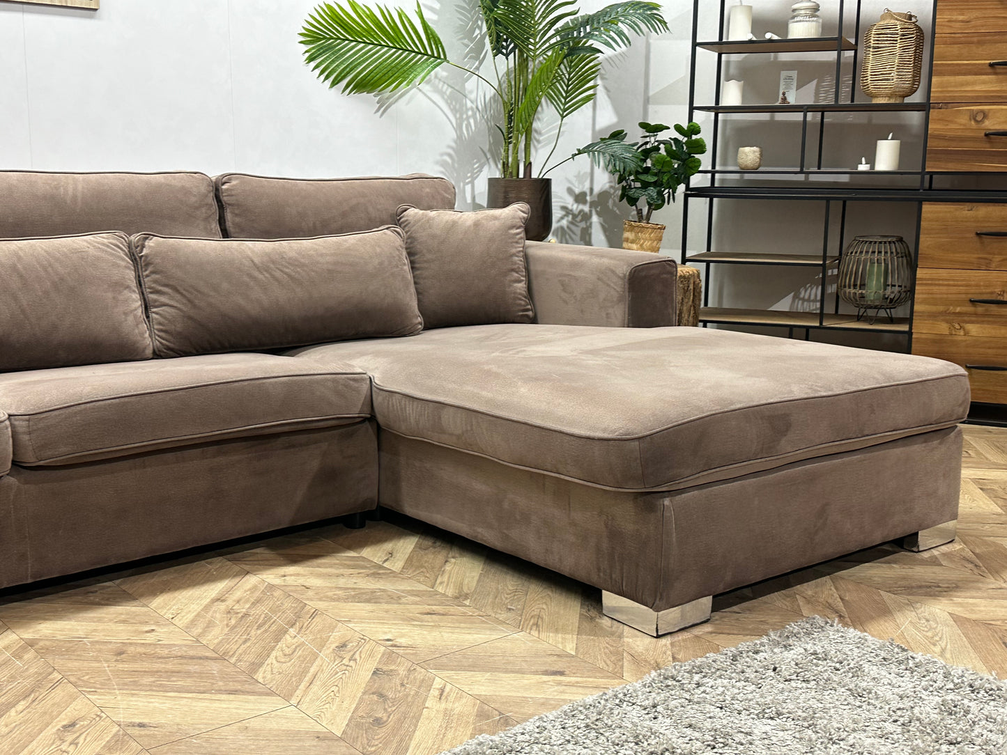 Bruine Velvet U Bank ~ Losse Kussens Met Afneembare Hoezen