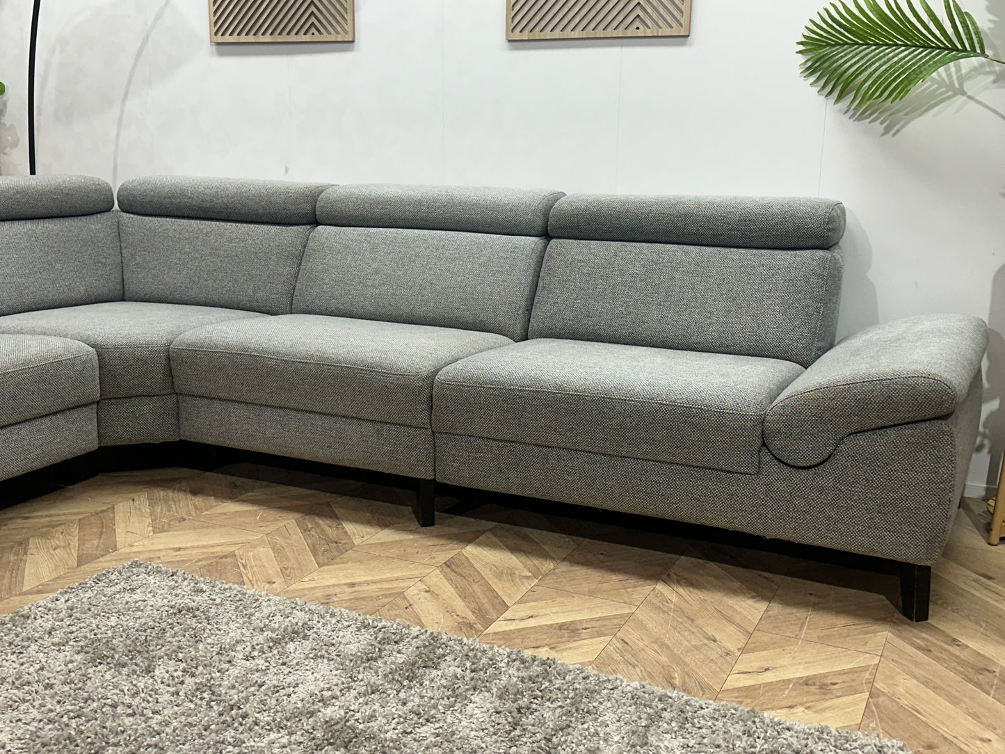 Montèl Licht Grijze Hoekbank ~ Verstelbare Arm/Hoofdsteunen