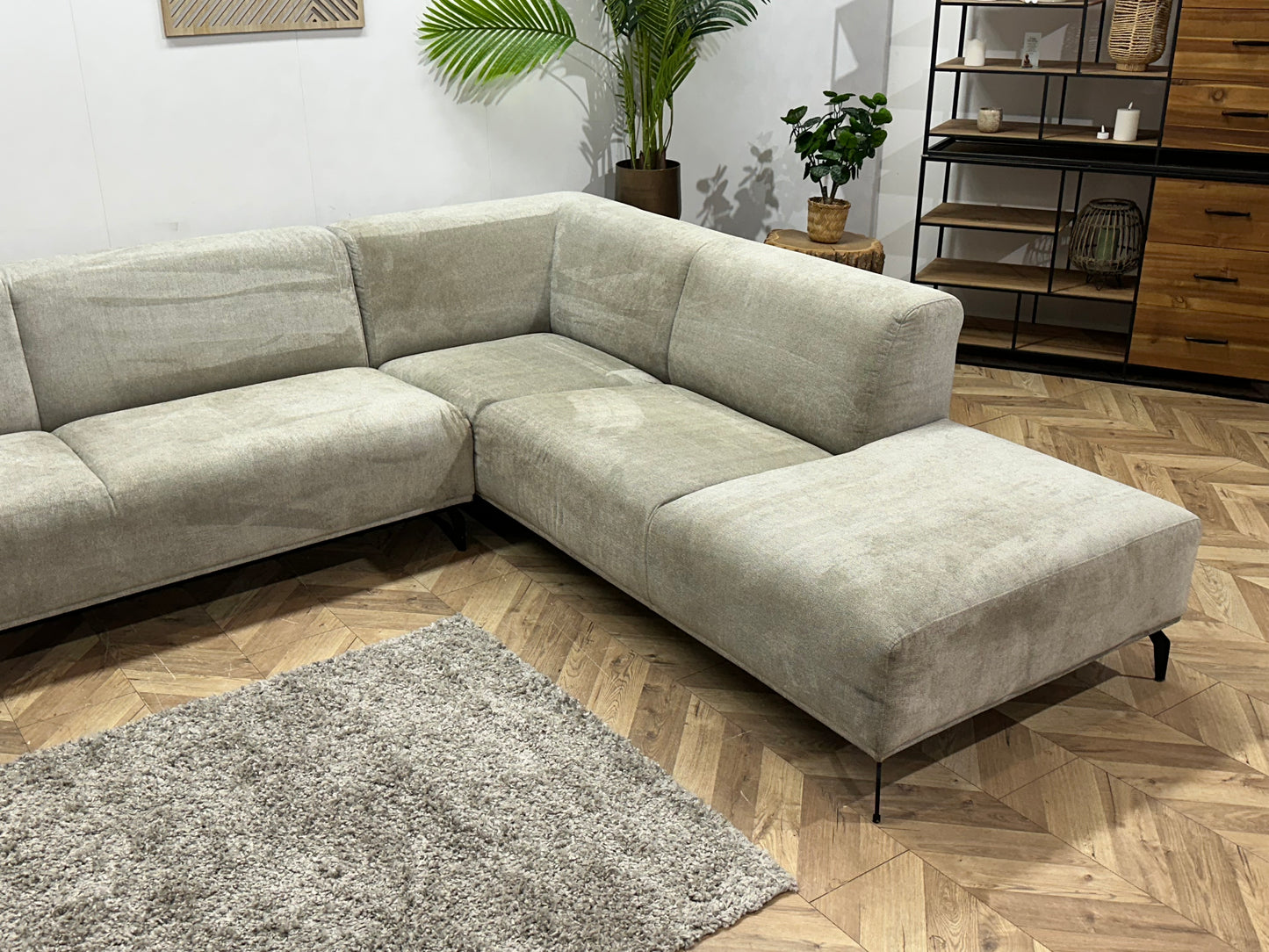 Dyyk Licht Grijze Suède Stoffen Hoekbank