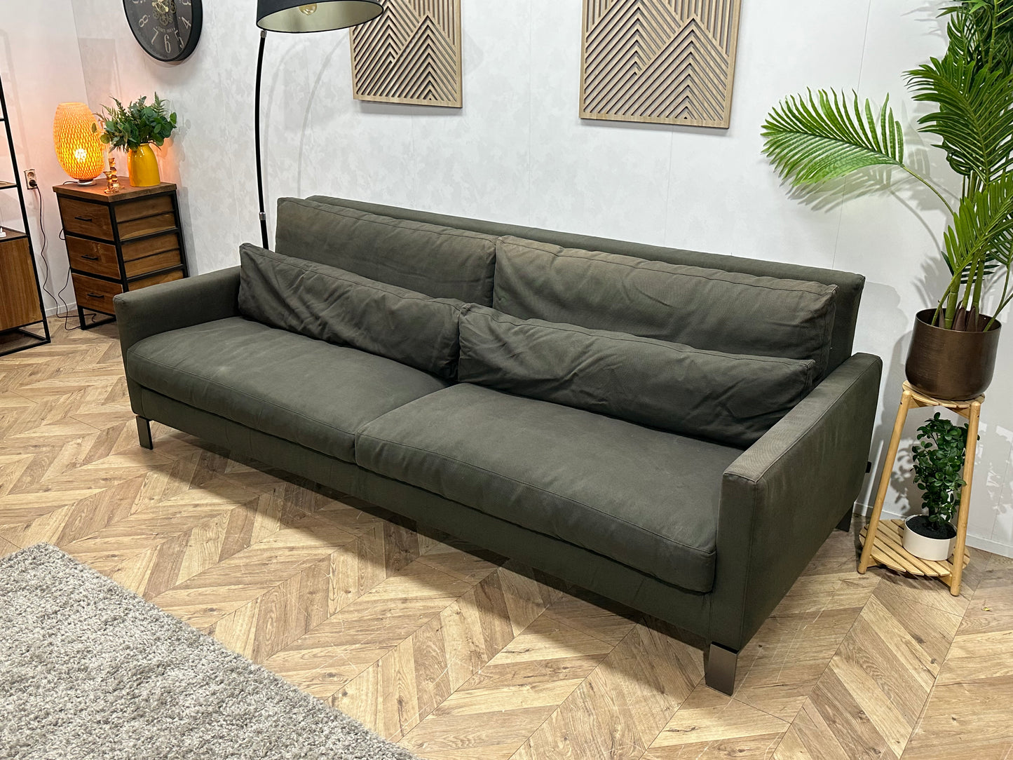 Linteloo Grijze/Groene 2.5-Zits Bank Inc Hocker ~ Losse Kussens Met Afneembare Hoezen