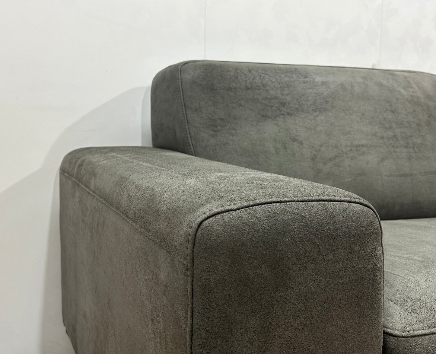 Antraciet Suède Stoffen Hoekbank ~ Vaste Kussens