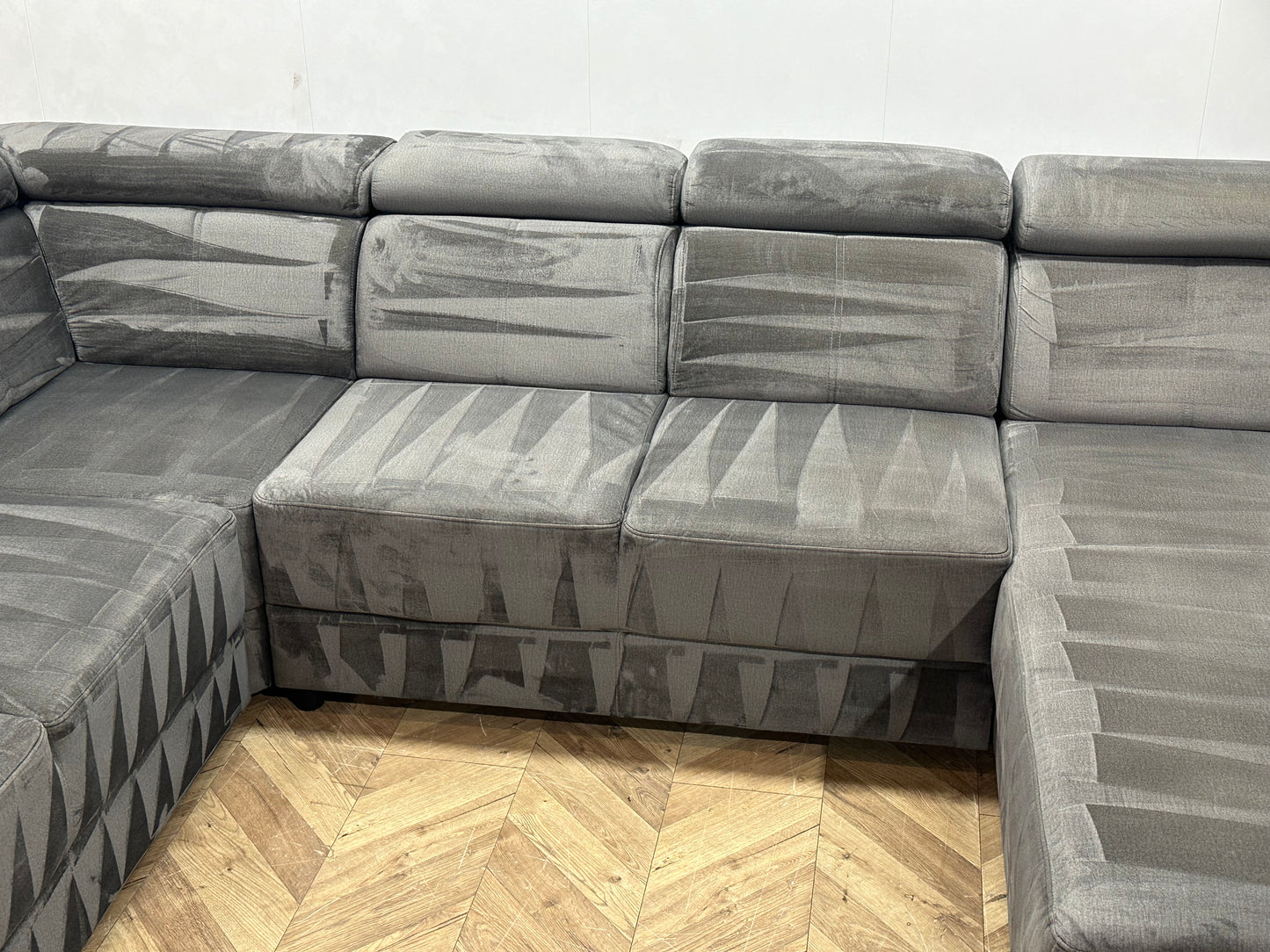 Grijze Velvet U Bank ~ Verstelbare Hoofdsteunen