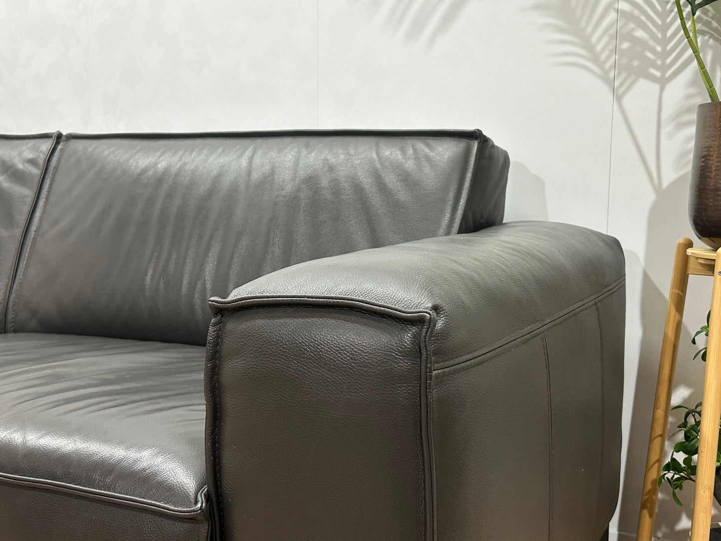 Montèl Antraciet Echt Lederen 2.5-Zits Bank ~ Vaste Kussens