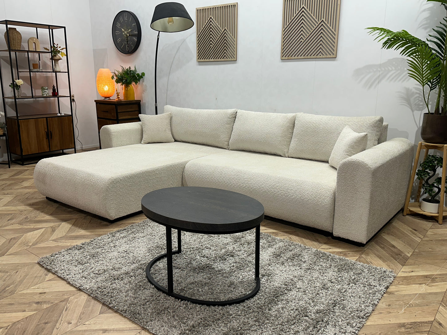 !Showroommodel! Witte/Crème Bouclé Hoekbank