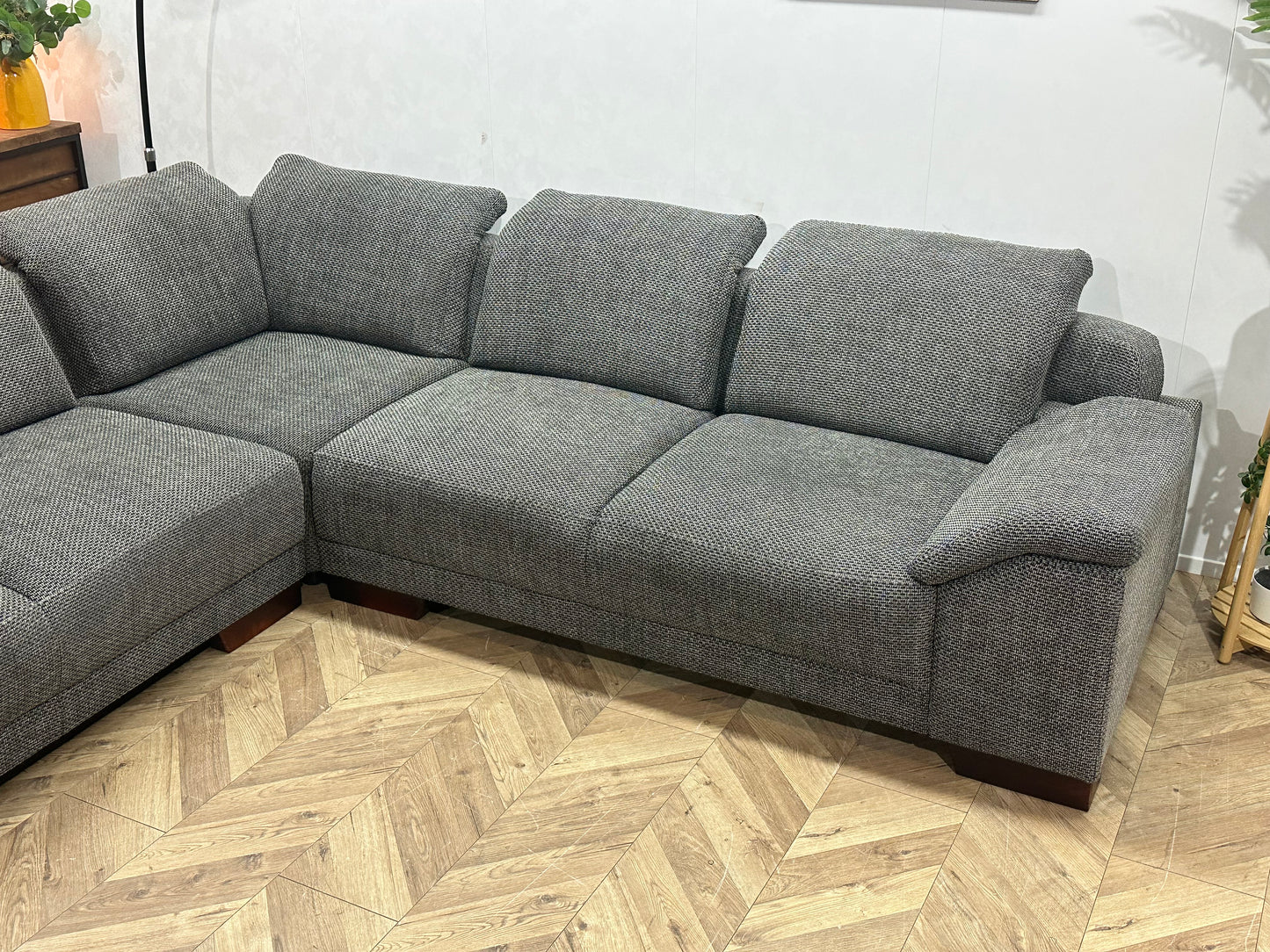 H&H Grijze Hoekbank ~ Verstelbare Hoofdsteunen