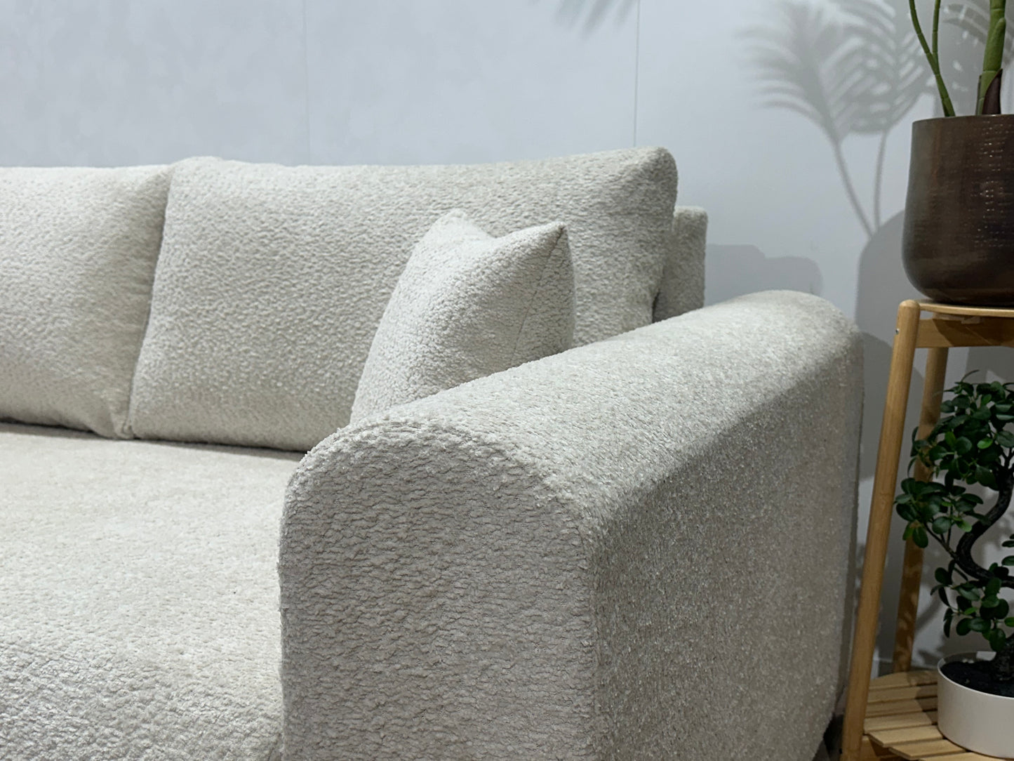 !Showroommodel! Witte/Crème Bouclé Hoekbank