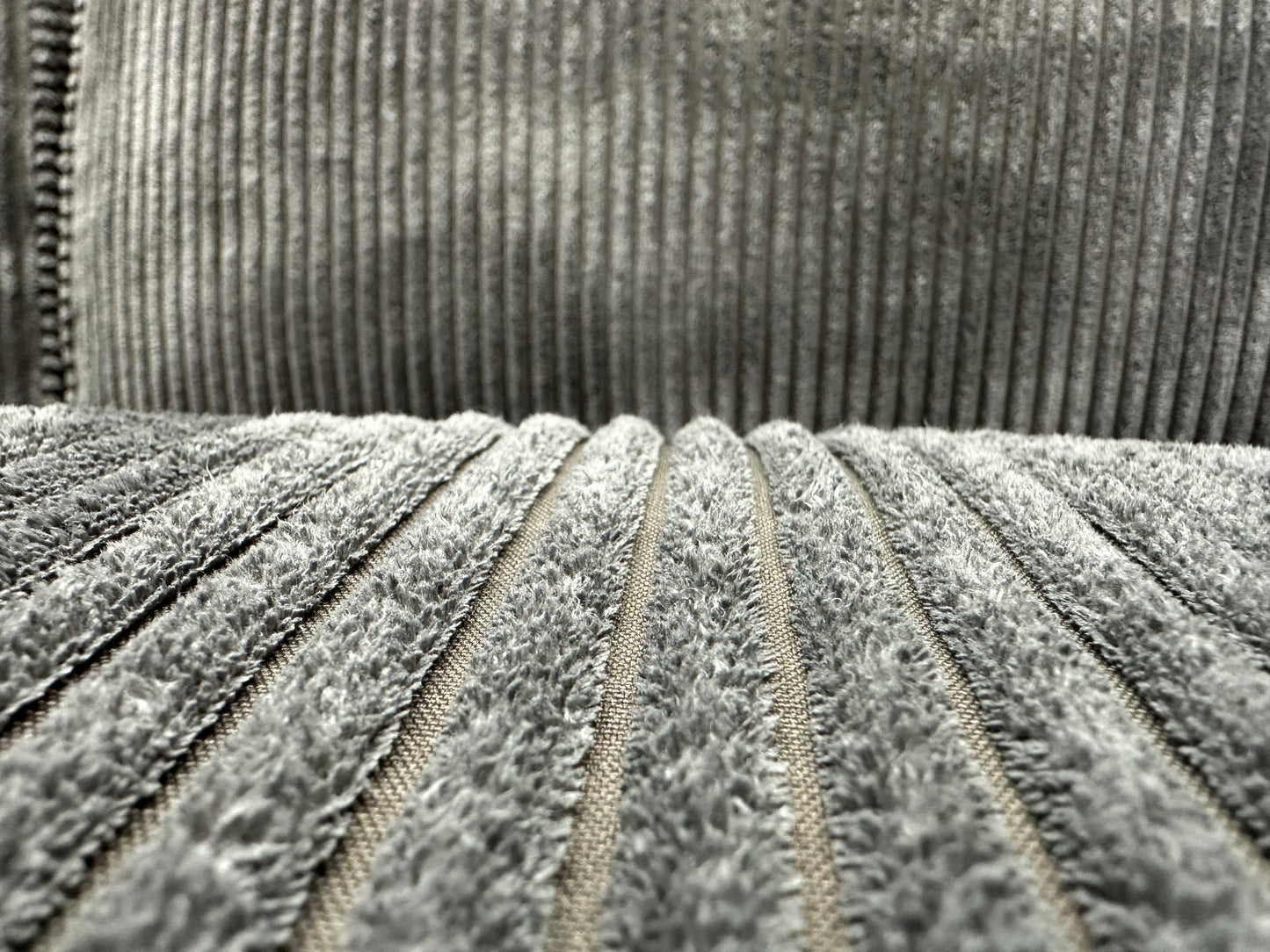 Antraciet Ribstof Hoekbank ~ Nieuwstaat