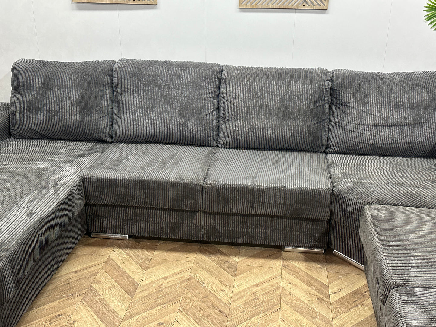 Antraciet Ribstof U Bank ~ Losse Rugkussens Met Afneembare Hoezen