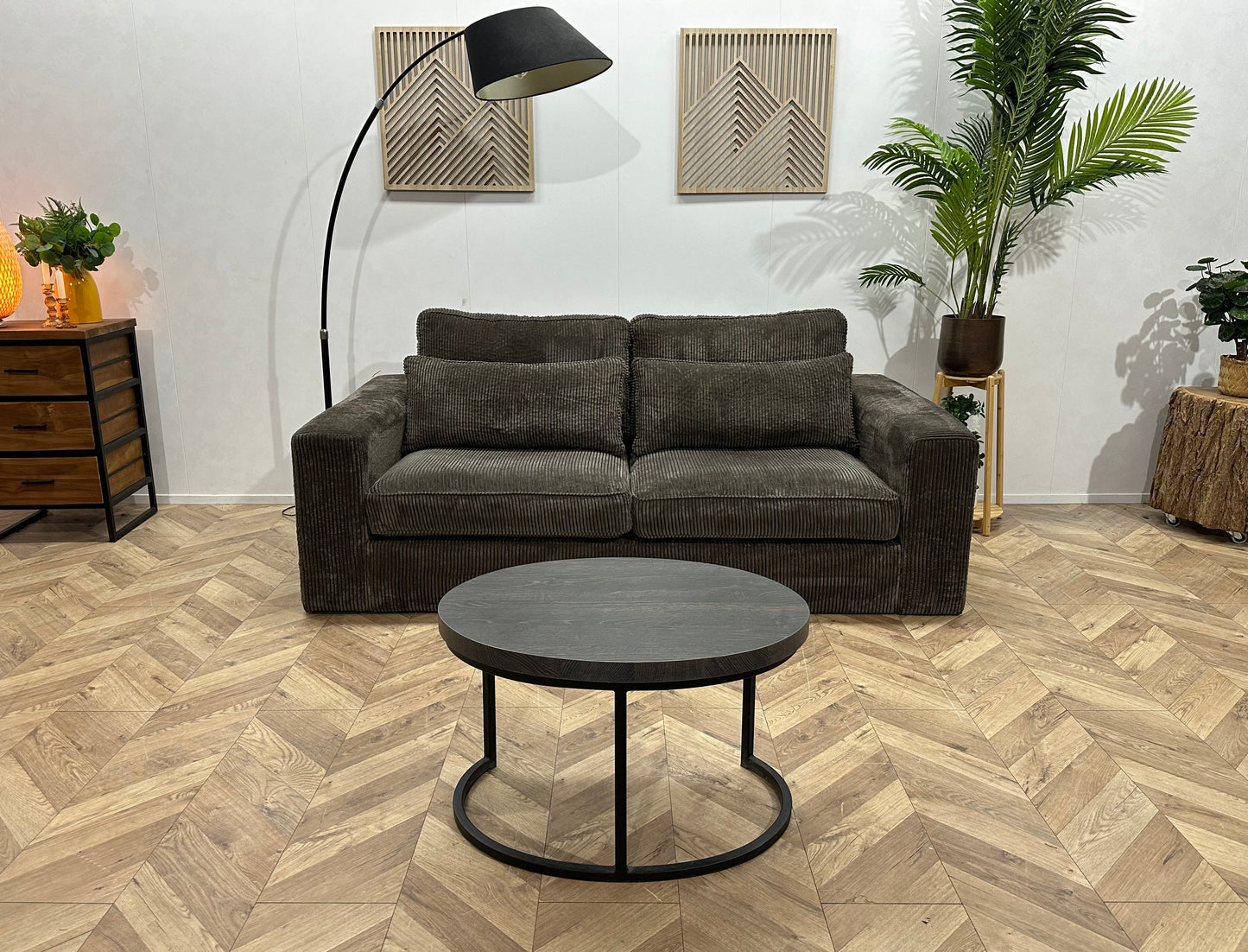 Antraciet Ribstof 2.5-Zits Bank ~ Losse Kussens Met Afneembare Hoezen