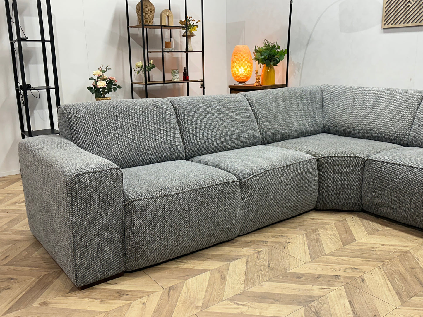 Grijze Hoekbank ~ Vaste Kussens