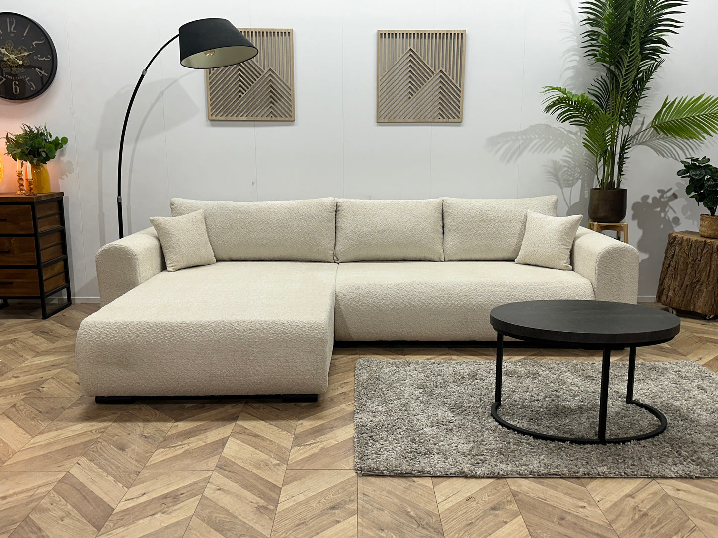 !Showroommodel! Witte/Crème Bouclé Hoekbank