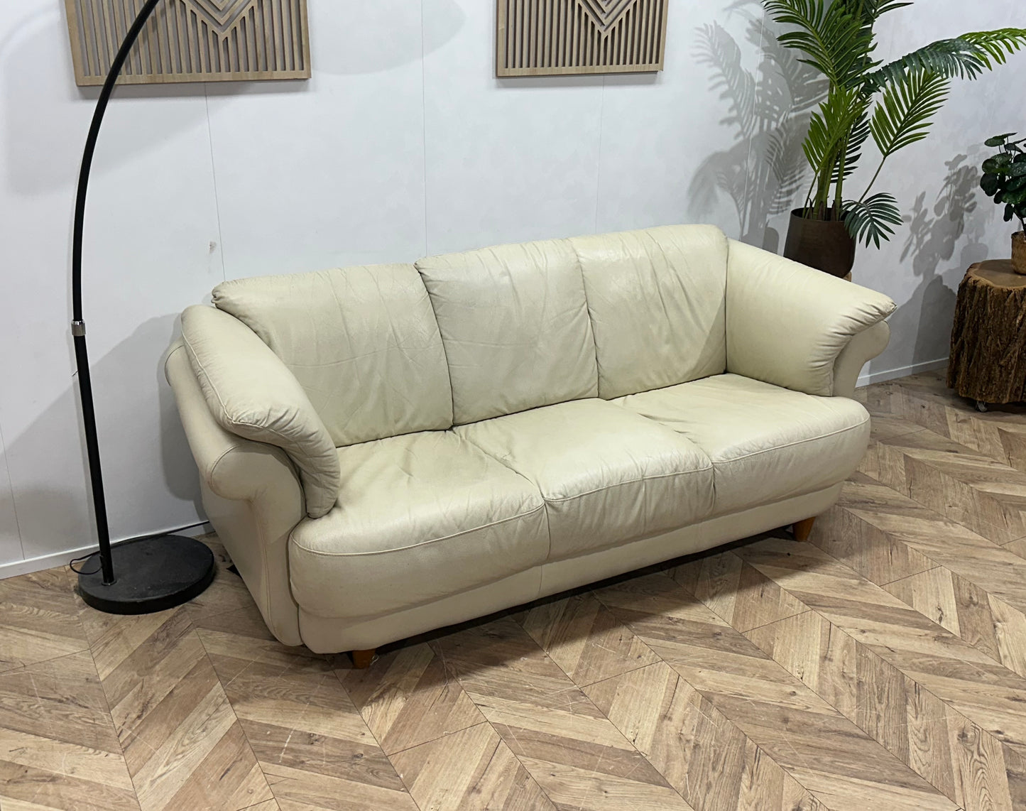 Crème Echt Lederen 2.5-Zits Bank ~ Inruilvoordeel