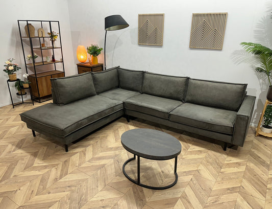 Antraciet Suède Stoffen Hoekbank ~ Losse Kussens Met Afneembare Hoezen