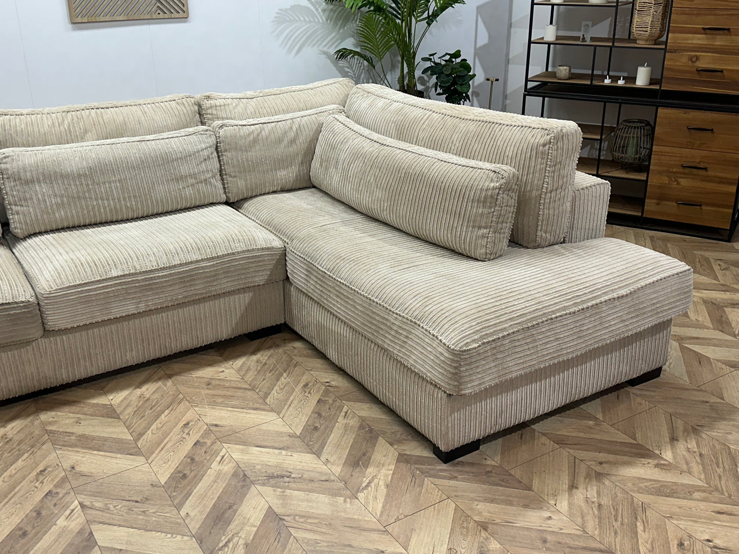 Crème Ribstof Hoekbank ~ Nieuwstaat