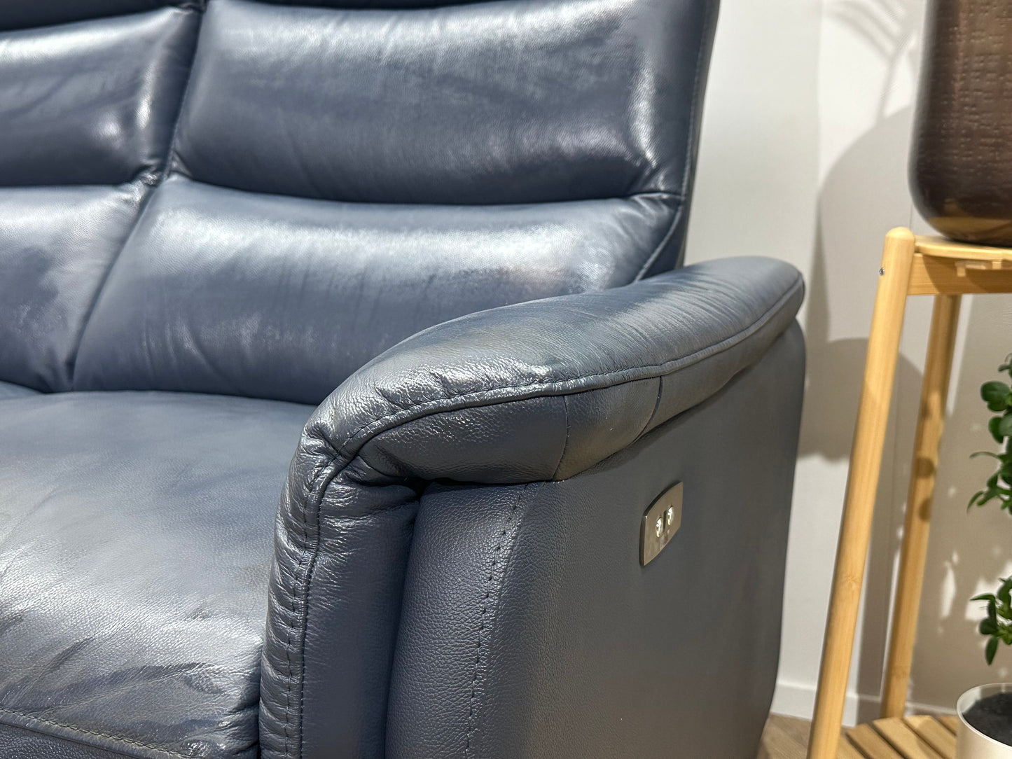 Donker Blauwe Echt Lederen Banken Set ~ Relaxfunctie