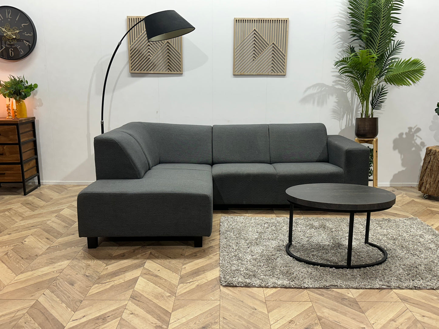 Grijze Hoekbank ~ Vaste Kussens