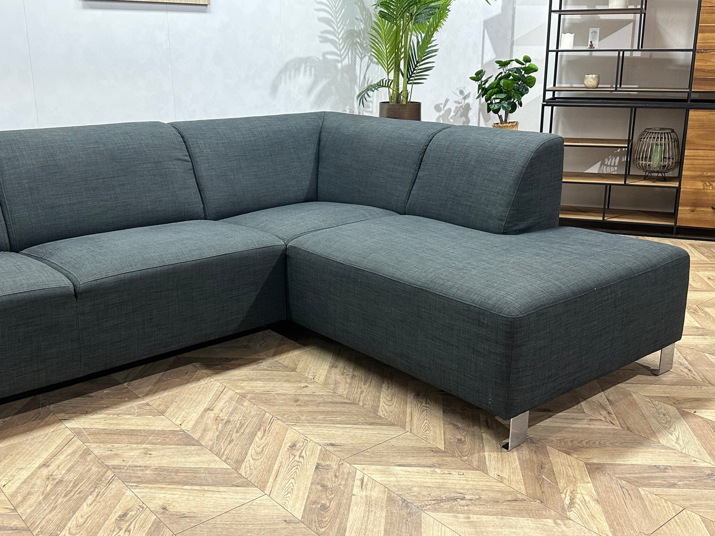 Antraciet Hoekbank ~ Vaste Kussens