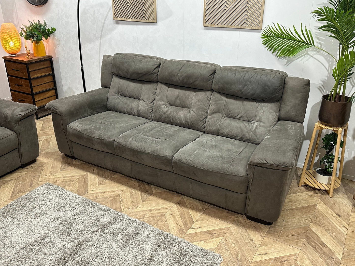 Antraciet Velvet Banken Set ~ Vaste Kussens