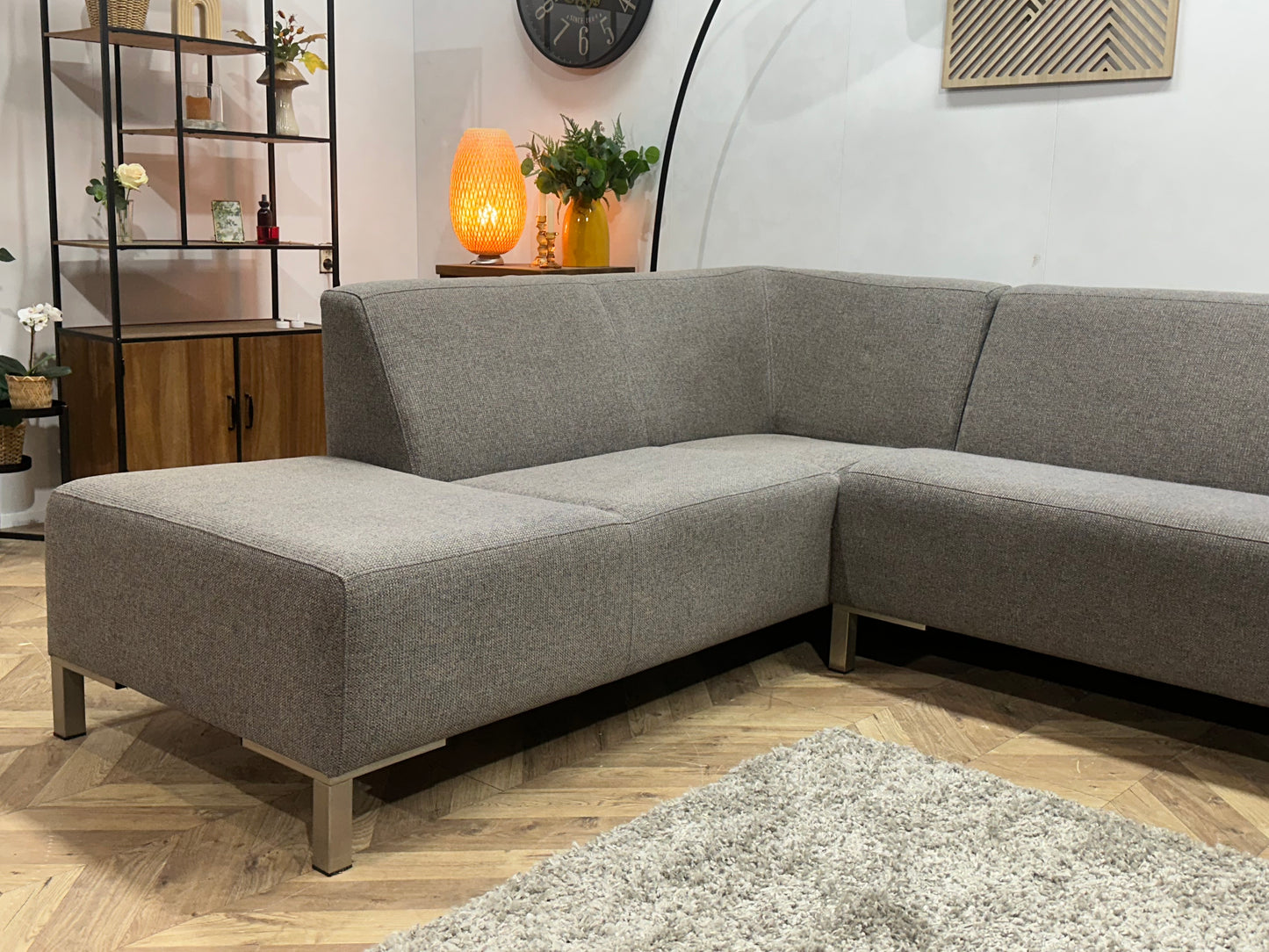Montèl Grijze Hoekbank ~ Vaste Kussens