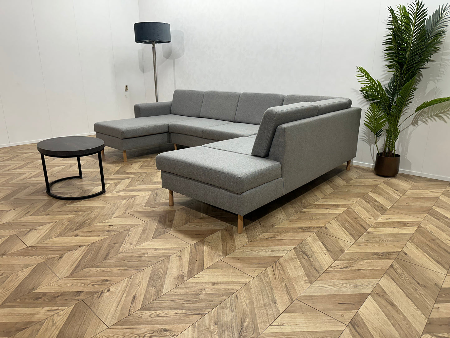 Licht Grijze U Bank ~ Losse Rugkussens Met Afneembare Hoezen