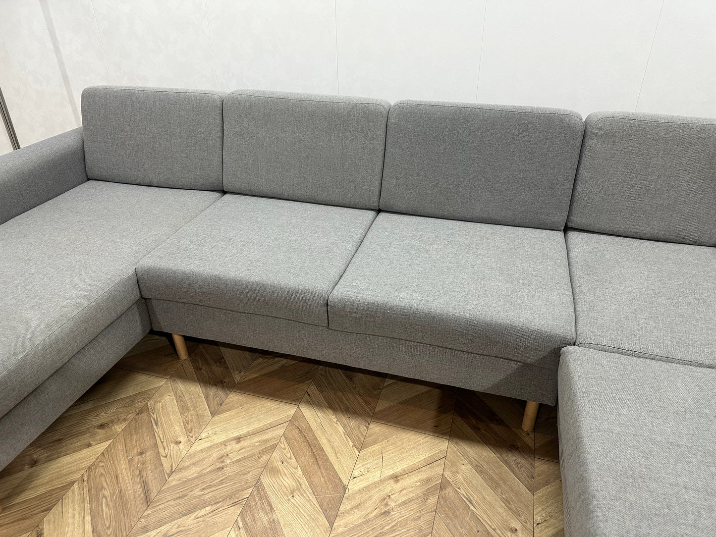 Licht Grijze U Bank ~ Losse Rugkussens Met Afneembare Hoezen