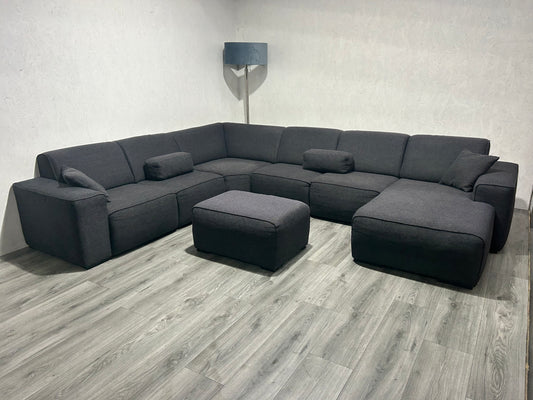 Antraciet U bank Inc. Hocker ~ Vaste Kussens