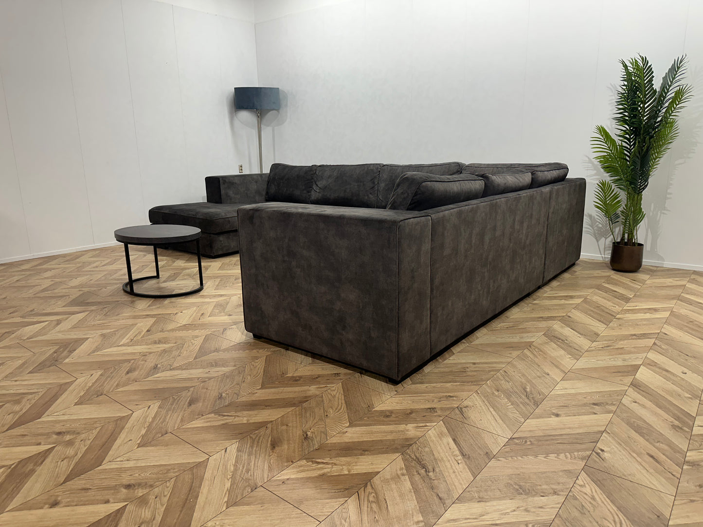 !Showroom Model! Ruime Antraciet Velvet U Bank ~ Losse Kussens Met Afneembare Hoezen