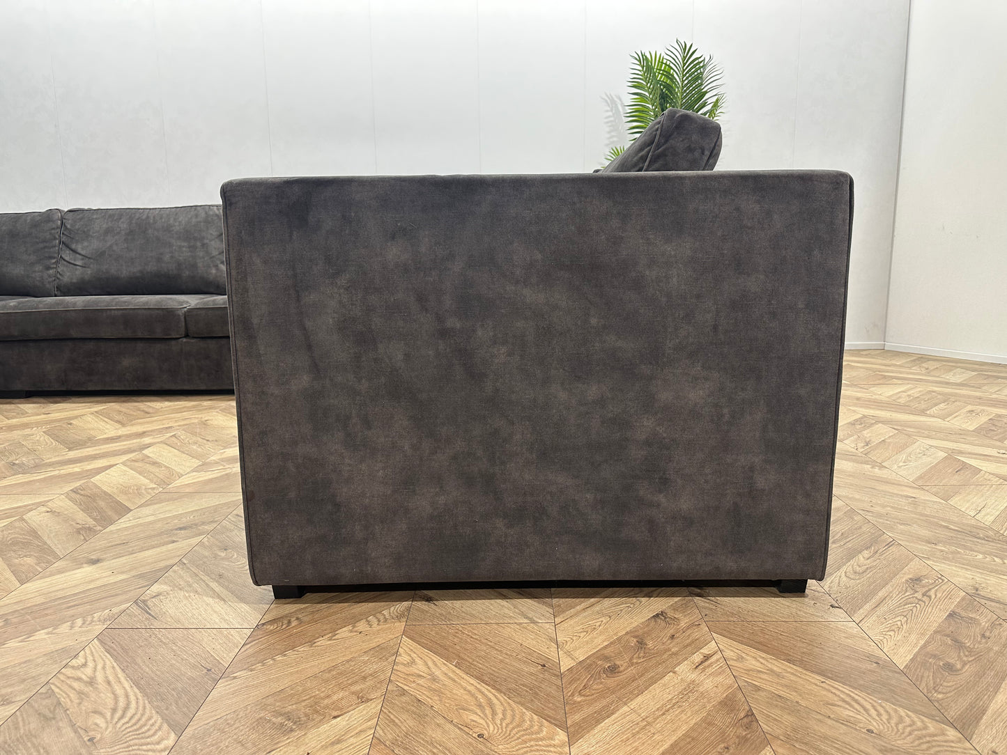 !Showroom Model! Ruime Antraciet Velvet U Bank ~ Losse Kussens Met Afneembare Hoezen