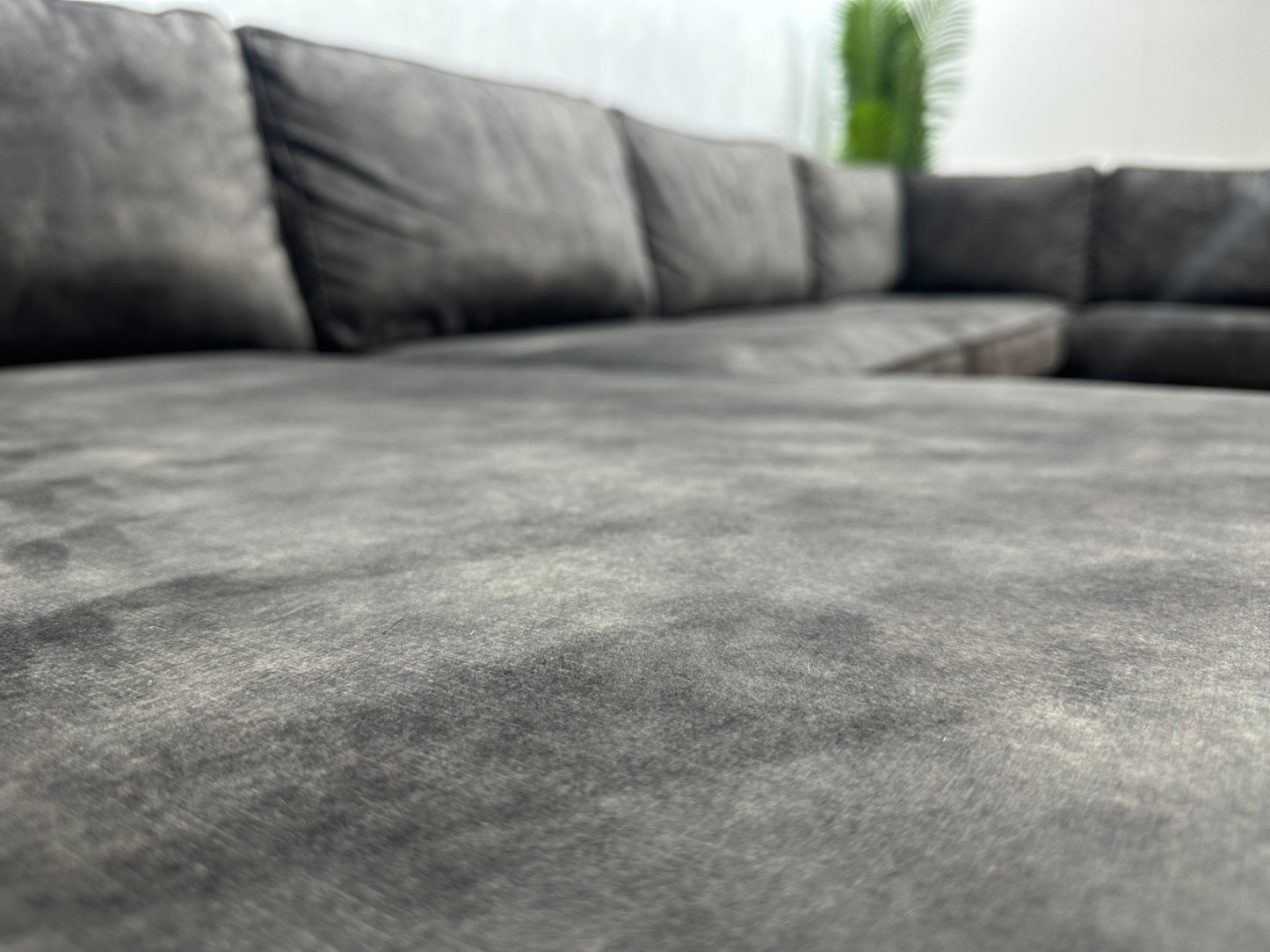 !Showroom Model! Ruime Antraciet Velvet U Bank ~ Losse Kussens Met Afneembare Hoezen