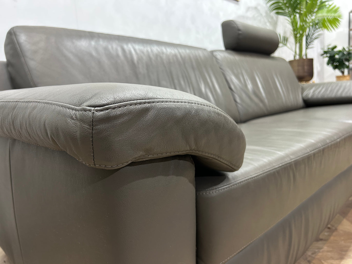 Montèl Grijze Echt Lederen 2,5 Zits Bank Inc Hocker