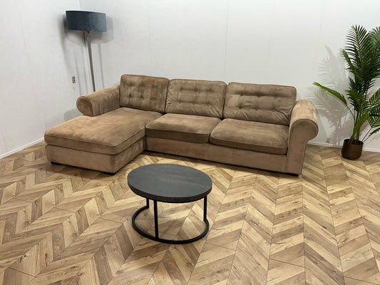 Beige Velvet Hoekbank ~ Losse Kussens Met Afneembare Hoezen