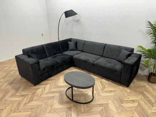 !Showroom Model! Zwarte Velvet Hoekbank