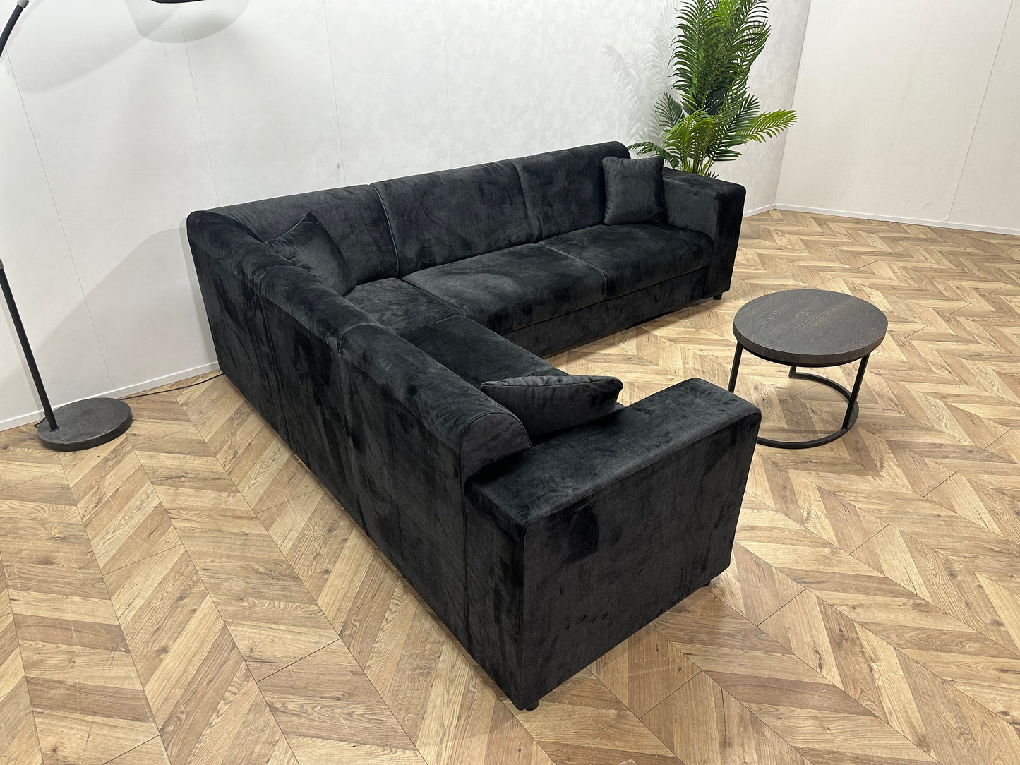 !Showroom Model! Zwarte Velvet Hoekbank