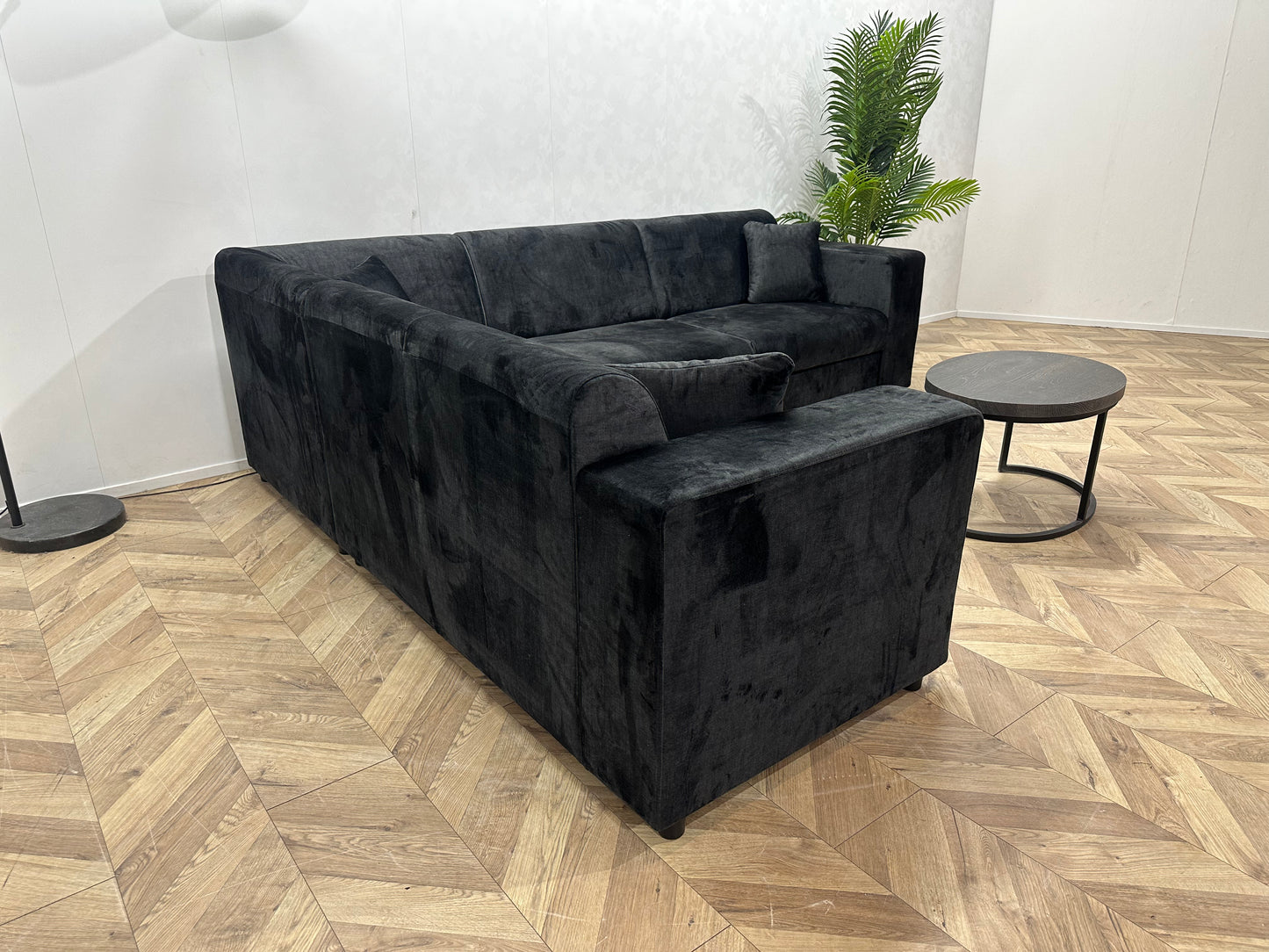!Showroom Model! Zwarte Velvet Hoekbank