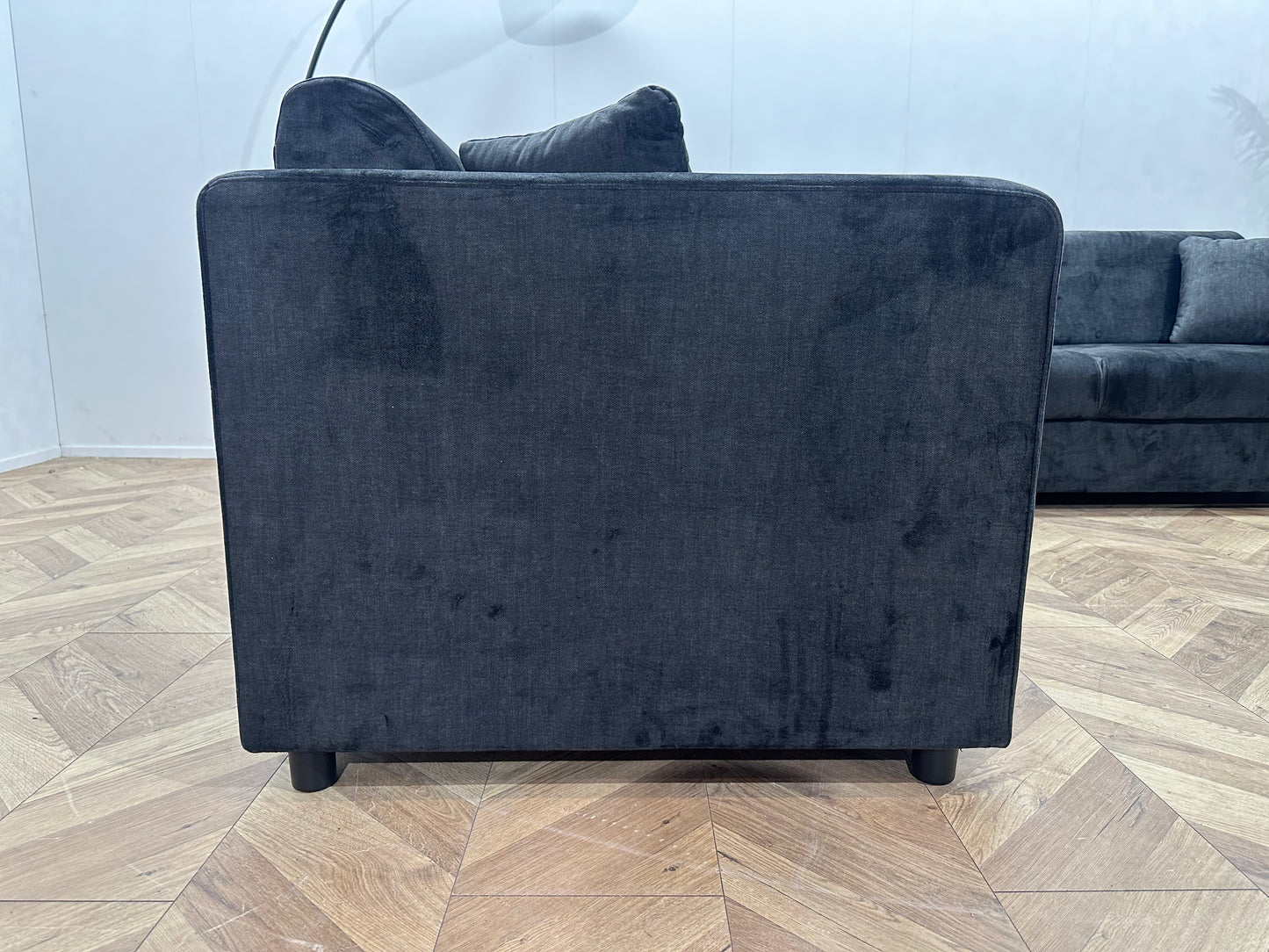 !Showroom Model! Zwarte Velvet Hoekbank