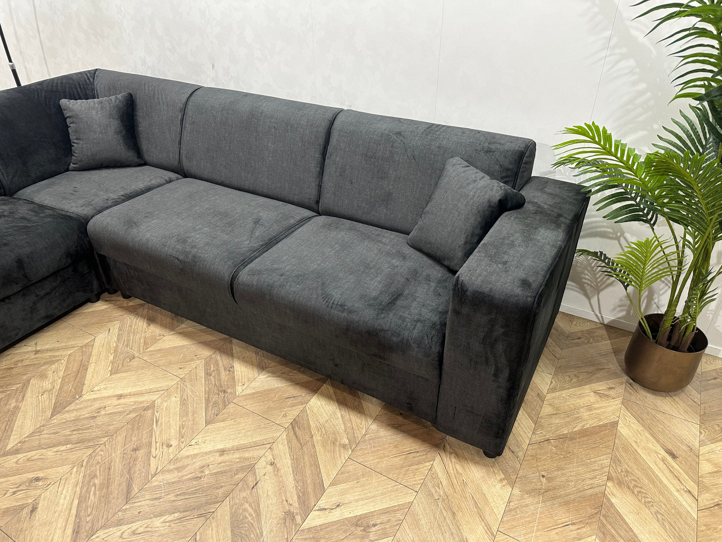 !Showroom Model! Zwarte Velvet Hoekbank