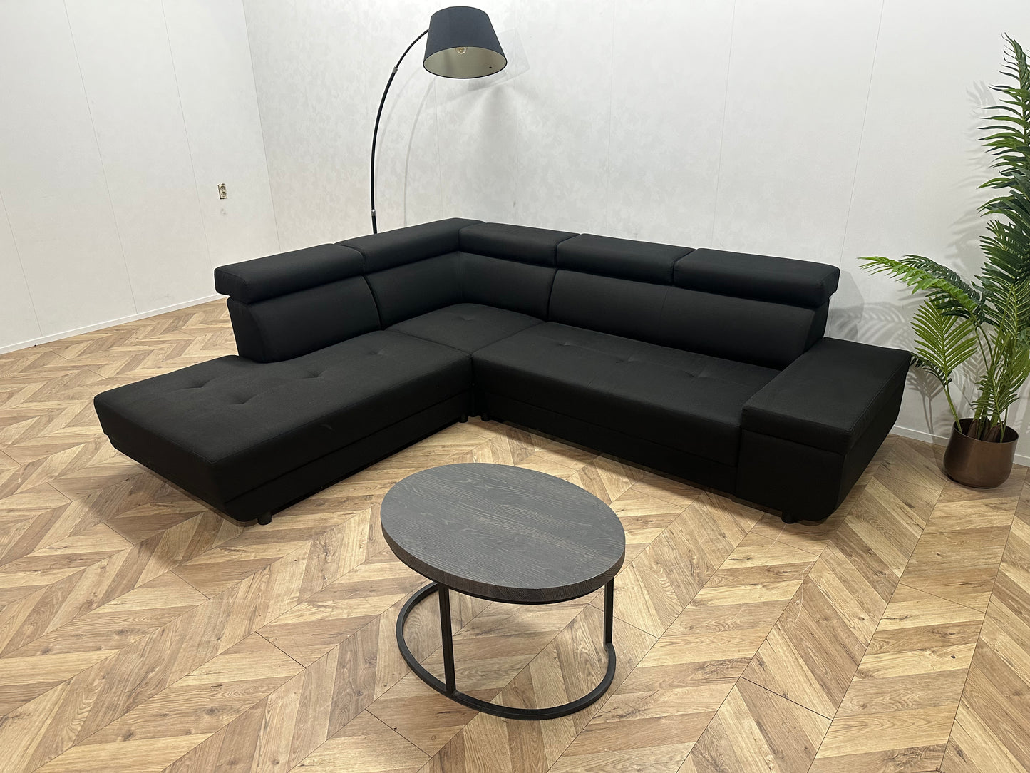 !Showroom Model! Zwarte Hoekbank ~ Verstelbare Hoofdsteunen