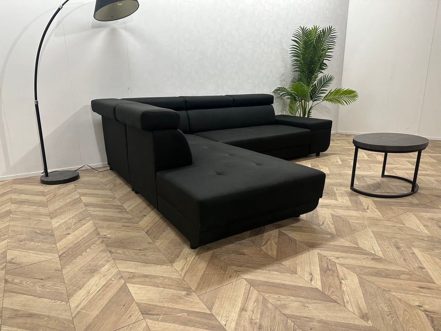 !Showroom Model! Zwarte Hoekbank ~ Verstelbare Hoofdsteunen